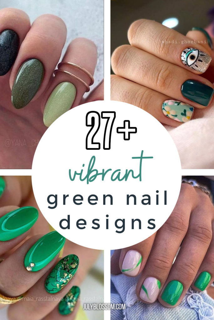 Below are 27+ vibrant green nails that are absolutely gorgeous to look at. Simply choose your pick - emerald empress with glam green nails or forest nymph with leafy green nails! 