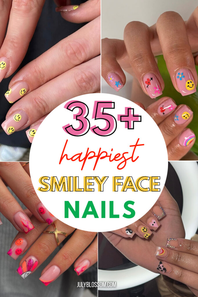 These smiley face nails are so adorable, they'll keep a smile on YOUR face all the time too! Happiness for all! (´∀｀)♡